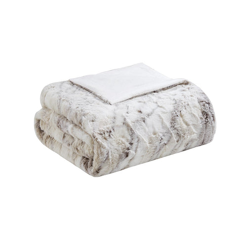 FAUX FUR OVERSIZED MARBLE THROW BLANKET