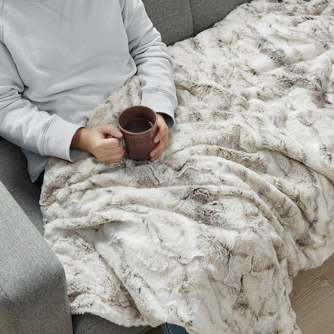 FAUX FUR OVERSIZED MARBLE THROW BLANKET